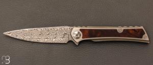  Couteau " Frame-lock  " custom de Lionel Lalague - Bois de fer et lame Damasteel®