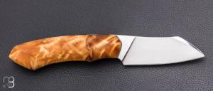    Couteau " Front-flipper custom " par Fabio Pitton - Fourche de peuplier et lame en W2