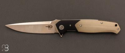 Couteau  "  Swordfish " liner-lock G10 noir/beige par Bestech Knives - BG03B