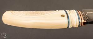 Couteau " Gnôme  " de Benoit Maguin - Damas sandwich cuivre et ivoire de phacochère