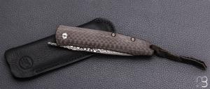     Couteau pliant "H300-D" par William Henry - Fibre de carbone et lame damas