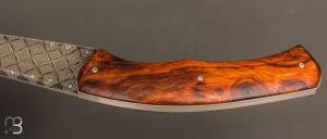    Couteau « Ibex » custom par Cyril Doche - Bois de fer et damas mosaïque