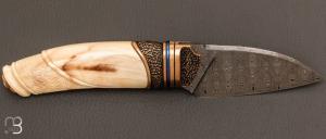Couteau " Insectoïde' " de Benoit Maguin - Damas mosaïque et ivoire de phacochère