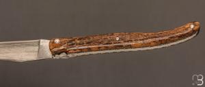 Couteau " Laguiole 12 cm " par Rozelier Fabien- Ty Coutelier - Mammouth et lame Suminagashi