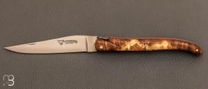  Couteau  "  Laguiole en Aubrac " 12 cm plein manche en racine de Galaxy
