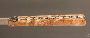 Couteau " Laguiole droit " 13 cm par Laguiole en Aubrac - Loupe de peuplier stabilisée