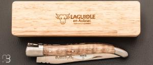 Couteau Laguiole en Aubrac Erable ondé brun - Acier 12c27 mat