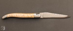    Couteau Laguiole en Aubrac Erable ondé doubles platines lame VG10 Suminagashi