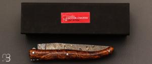 Couteau " Laguiole " par Goyon Chazeau - Loupe de bois de fer et lame damas