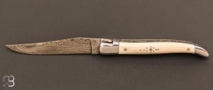 Couteau  "  Laguiole " par Honor Durand - Ivoire de mammouth et lame damas
