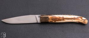    Couteau " Laguiole " Liner lock par Joël Grandjean - Ivoire de mammouth et lame en RWL34