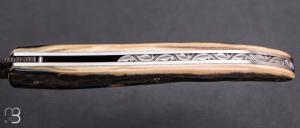    Couteau " Laguiole" par Tim Bernard - Ivoire de mammouth et damas Plume