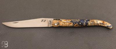 Couteau " Laguiole " custom de Jérôme Latreille - Loupe de peuplier teinté et stabilisé