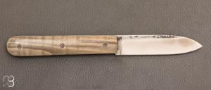  Couteau  "  Le Canif " cran plat par Julien Maria - Erable stabilisé et lame en XC100