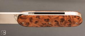 Couteau " Le Cerbère® " pliant par l'Atelier Les 2 Diables - Loupe de Thuya et 14c28N