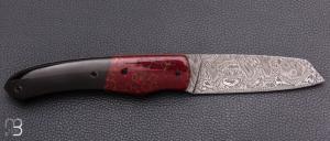  Couteau " Le Shogun " par Lames de l'Ouest - Buffle / Jaspe et Damasteel