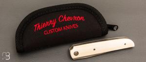   Couteau  "  Light " liner-lock par Thierry Chevron - Ivoire de mammouth et damas wootz