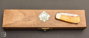   Couteau " Lock back" custom de Puma Scrimshaw "Chien de chasse"