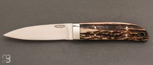   Couteau " Loveless Stiffhorn " par Shaun Bruwer - Amber Stag et ATS-34
