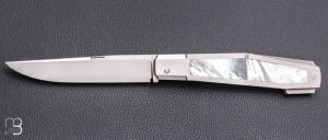    Couteau " custom " par Vincent Lafaye - Nacre blanche et RWL34