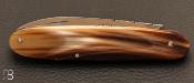 Couteau de poche modèle "Navette" par Berthier - Corne Blonde et lame inoxydable