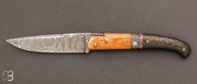    Couteau " Nayole 12 CM Bi-matière " de Jérôme Lamic - ivoire de mammouth/carbone