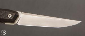   Couteau " No Name " custom par Cyril Doche - Fibre de carbone et lame en RWL34