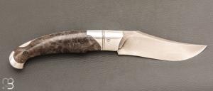     Couteau " Nuevo Lock-Back " pliant artisanal de Cyril Kalisz - Loupe d'amboine et Wootz
