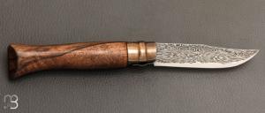  Couteau " OPI N°09 " custom par Anthony Brochier - Damas  Sandwich mosaïque et noyer