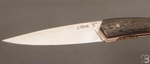   Couteau " ORCA " pliant par l'Atelier Les 2 Diables - Fibre de carbone et 14c28n