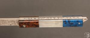  Couteau  "  L'Olonnois " de L'atelier du capitaine - Bois de fer, Abalone et bouleau madré
