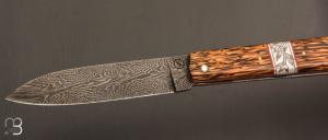    Couteau " Plume " par Vent d'Aubrac - Jérôme Lamic- Palmier et lame damas