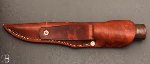 Couteau " Puukko " droit de José Viale - Bois de fer d'Arizona et damas Vlad Matveev
