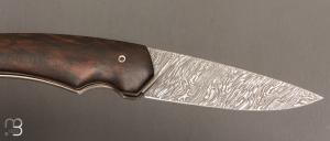   Couteau " Quetsche " Liner-Lock flipper par Louis Contat - Noyer et damas explosion