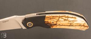     Couteau " Rocket " custom de Stéphane Sagric - Ivoire de mammouth et lame en RWL34