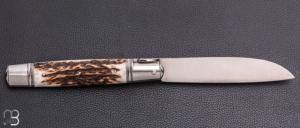 Couteau " Rumilly " par Romain Alvarez - Bois de cerf et lame en RWL34