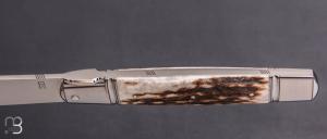Couteau " Rumilly " par Romain Alvarez - Bois de cerf et lame en RWL34