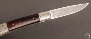  Couteau  "  SK31  " custom damas et bois de fer par Gérard SOUCHON DUPRÉ