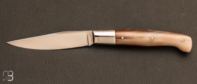Couteau  " Sarde  " custom en corne blonde par Erwan Pincemin