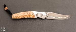    Couteau " Sirius B  " par Florian Keller -  Sanmaï inox et loupe de marronnier stabilisée