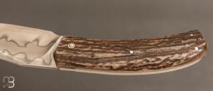  Couteau " Slipjoint " custom par Guy Poggetti - bois de cerf et lame en C130