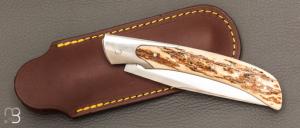    Couteau " Slipjoint " par Manu Benoist - Croûte de mammouth et RWL34