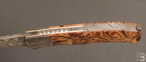     Couteau " Tire-bouchon" par Philippe Ricard - Loupe de chêne et lame damas