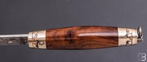 Couteau Tonneau par Jean Michel REMAUD - Palissandre du Honduras et lame damas