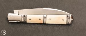    Couteau " Vendetta " custom de Jérôme Bellon - Ivoire de phacochère et RWL34
