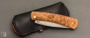    Couteau " Zeul " custom  par Mathieu Gerster - Loupe de robinier et VG10 Suminagashi