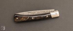 Couteau " custom " par Erwan Pincemin - Croûte de Buffle et Damas de Achim Wirtz