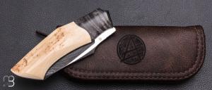    Couteau " custom Liner-lock " de Berthelemy Gabriel - La Forge Agab - Mammouth / Manguier et Damas