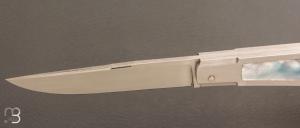     Couteau " custom " par Vincent Lafaye - Nacre blanche et RWL34