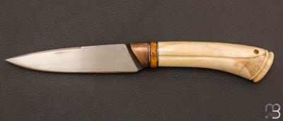   Couteau " custom " droit de Benoit Maguin - Ivoire de phacochère
